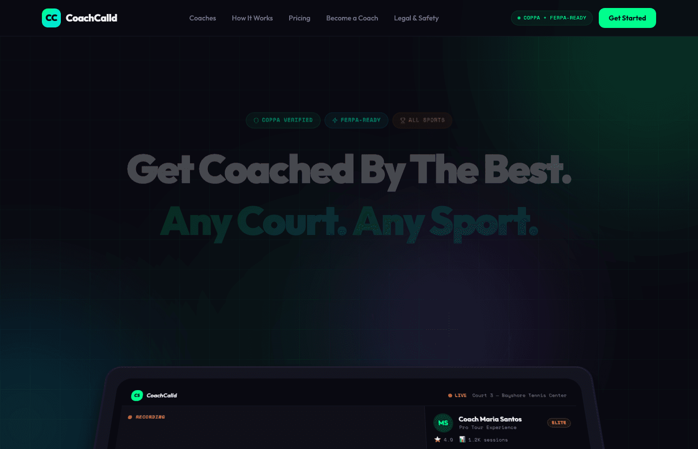 CoachCalld — Sports & Coaching Platform website built by GladiTel