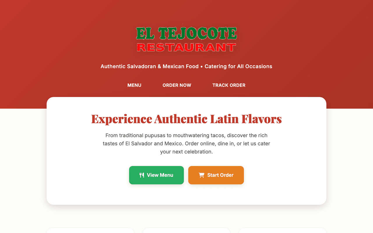 El Tejocote Restaurant — Restaurant & Online Ordering website built by GladiTel